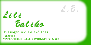 lili baliko business card